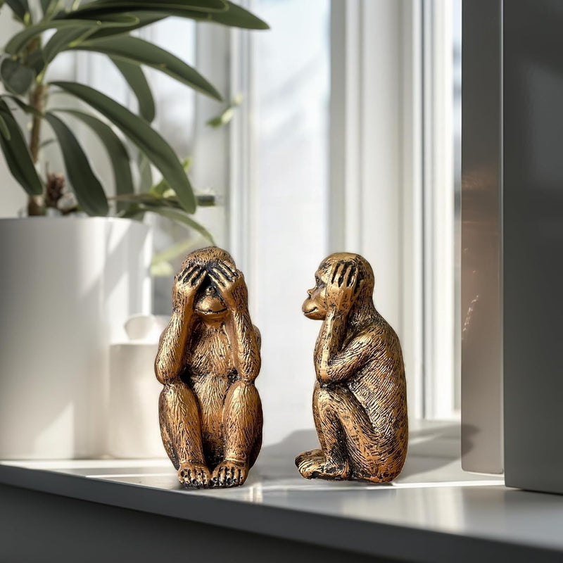 3-Piece Wise Monkeys Statue Set Ornaments – Hear No Evil See No Evil Speak No Evil Figurines