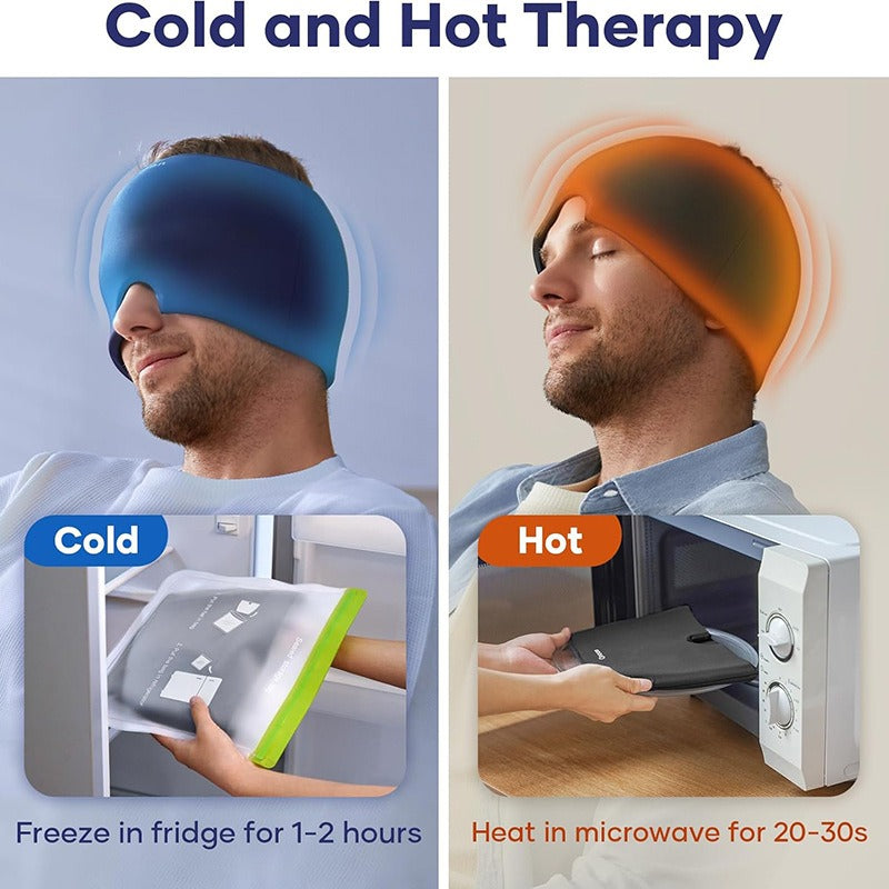 Hot and Cold Migraine Relief  – Head Mask Gel Pack for Headache Swelling Eye Relief