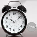 Twin Bell Alarm Clock 6 Inch – Rechargeable Silent Tick Battery Powered for Heavy Sleepers