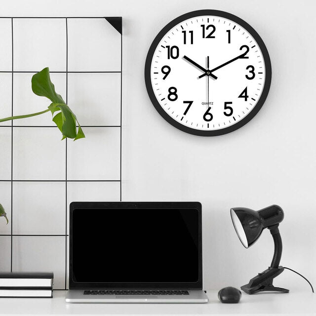 Silent Wall Clock 12 Inches – Large Numbers Easy-to-Read Ideal for Home Decor