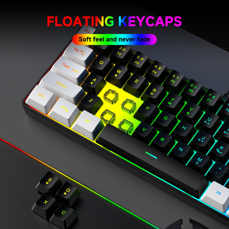 RGB Gaming Keyboard – 61-Key Compact Wired Membrane Keyboard with Colorful Backlight