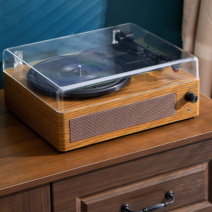 Portable Retro Vinyl Record Player – 3-Speed Turntable with Bluetooth Built-in Speakers & Dust Cover