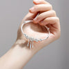 Boho Silver Dreamcatcher Bracelet – Push & Pull Adjustable Design with Bell Charm