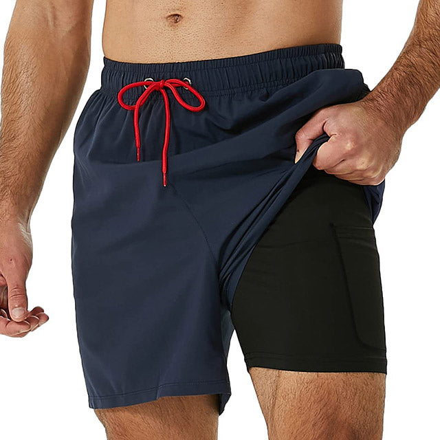 Swimming Shorts - 2-in-1 Breathable Quick Dry Shorts with Compression Lining