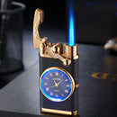 2-in-1 Pocket Lighter with Clock – Refillable Windproof Torch Sturdy Metal Build