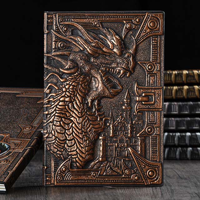 Dungeons and Dragons Journal – 400 Page Leather Notebook with 3D Dragon Design