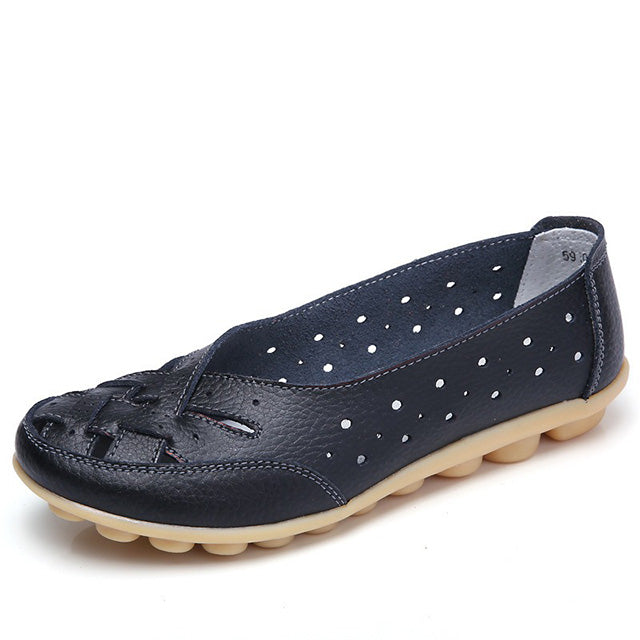 Women’s Leather Ballerinas – Lightweight Slip-On Flats Soft & Breathable Summer Walking Shoes