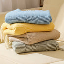 Elegant Knitted Throw Blanket with Tassels – Soft Reversible Sofa & Bed Cover