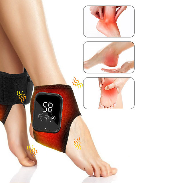 Cordless Heated Foot & Ankle Massager 2 Piece – 3 Heat Levels 3 Vibration Modes Infrared Hot Compress