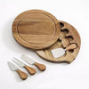 Round Acacia Wood Cheese Board Set – 4-Piece Charcuterie & Cutting Board with Knives