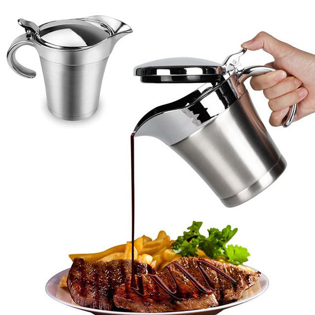 Double-Walled Insulated Gravy Boat – Stainless Steel Thermal Jug with Easy-Lift Lid