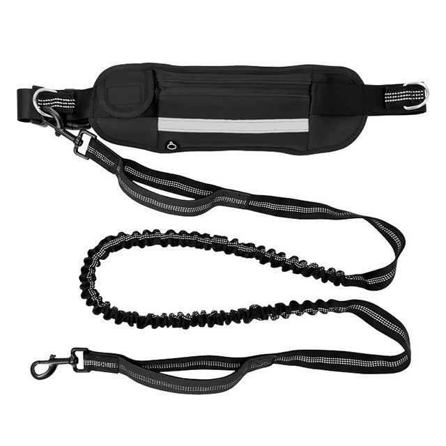 Hands-Free Dog Leash with Waist Belt & Bag – Stretchable Dog Lead for Walking Jogging & Running