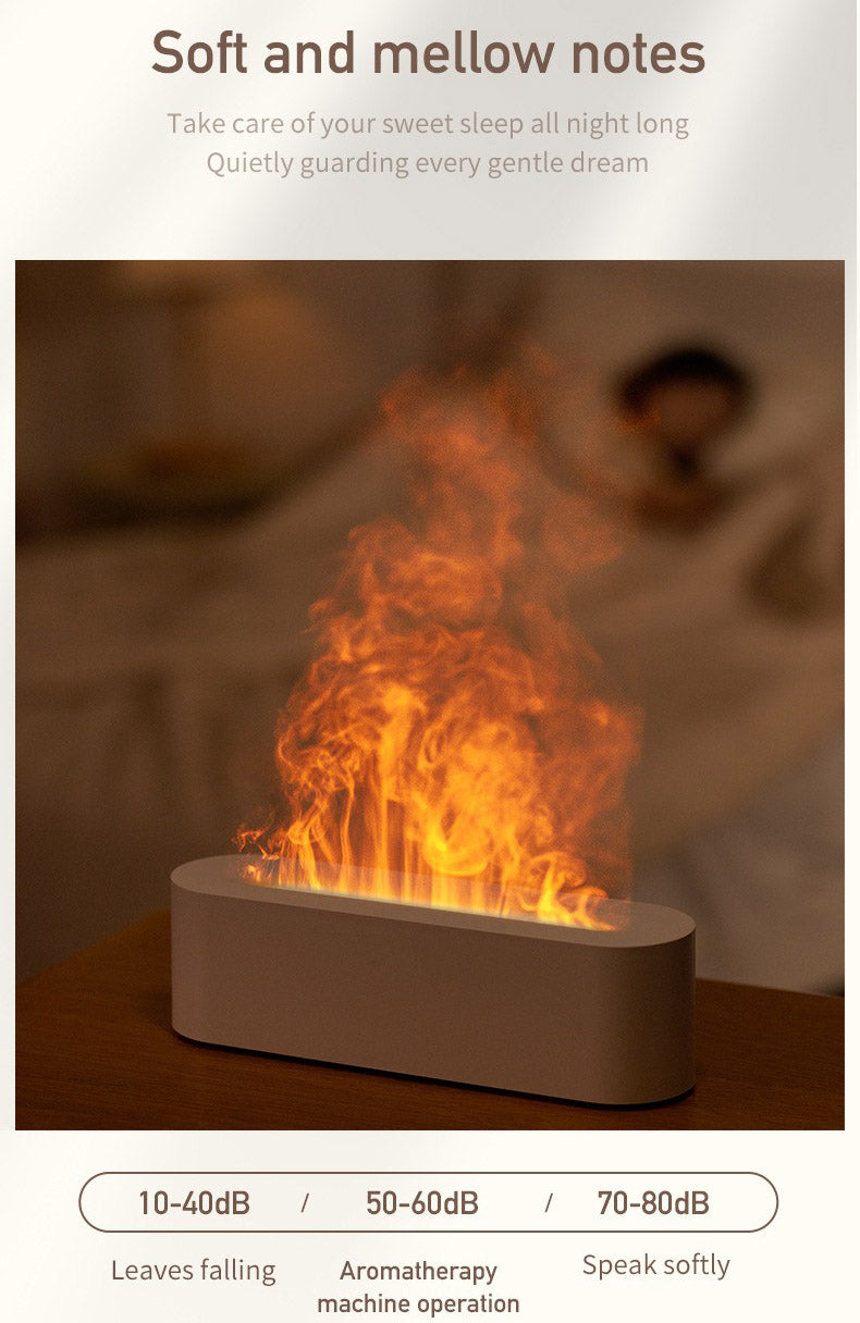 Flame Humidifier & Essential Oil Diffuser – USB 7-Color LED Fireplace Effect for Home & Bedroom