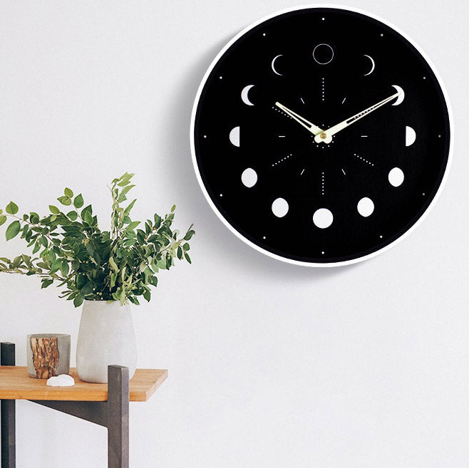 Glow-in-the-Dark Moon Phase Silent Wall Clock – Easy Install Living Room Wall Decor