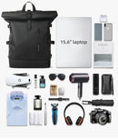 Waterproof Roll-Top Backpack – Travel Laptop Bag with USB Port & Anti-Theft Design