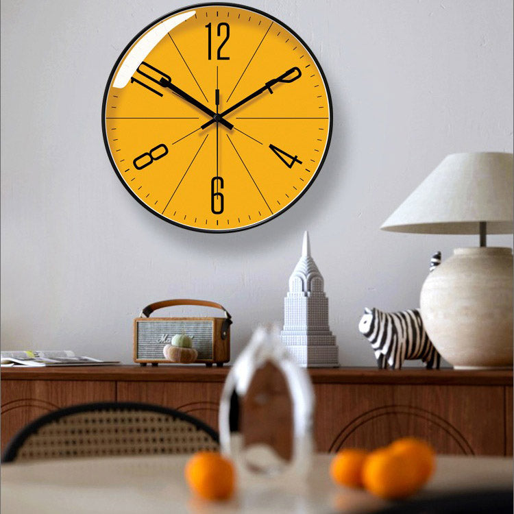 Creative Silent Wall Clock – Yellow Modern Home Décor Stylish & Quiet