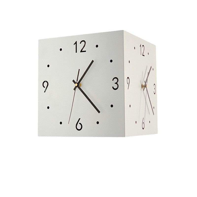 Double-Sided Corner Wall Clock with Light – Modern Creative Two-Face Design for Living Room Decor