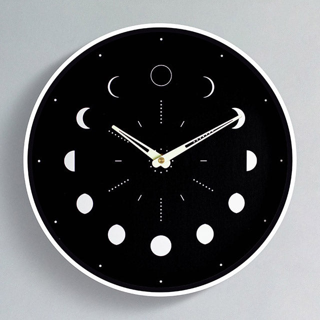 Glow-in-the-Dark Moon Phase Silent Wall Clock – Easy Install Living Room Wall Decor