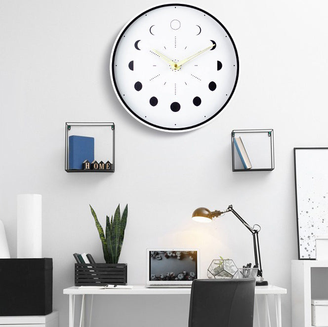 Glow-in-the-Dark Moon Phase Silent Wall Clock – Easy Install Living Room Wall Decor