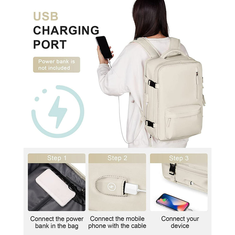 Women’s Carry-On Travel Backpack – Flight Approved Waterproof Travel Bag with Shoe Compartment