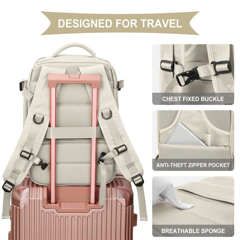 Women’s Carry-On Travel Backpack – Flight Approved Waterproof Travel Bag with Shoe Compartment