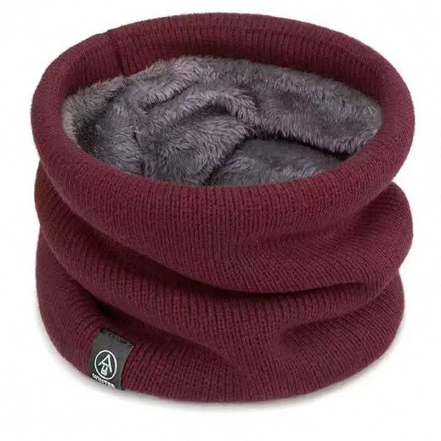 Unisex Winter Neck Warmer – Knitted Snood Scarf with Thick Plush Lining
