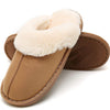 Women’s Fuzzy Suede Slippers – Fluffy Slip-On House Shoes with Anti-Skid Sole