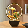 Tabletop Water Feature – 3-Tier Lotus Leaf Fountain with LED Light & Pebbles