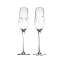 Engraved Crystal Champagne Flutes – Pack of 2 Carved Design High-Foot Glasses