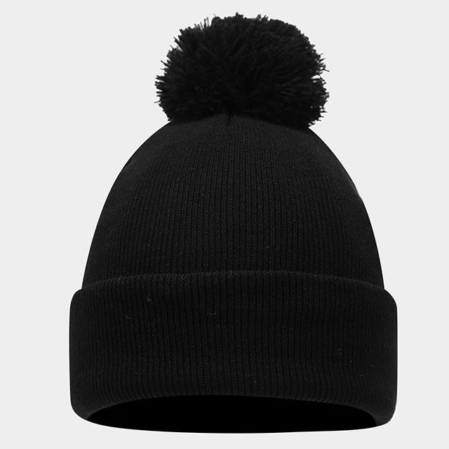 Knitted Winter Bobble Hat – Warm Beanie Hat Soft Acrylic Cap with Cuff and Pom
