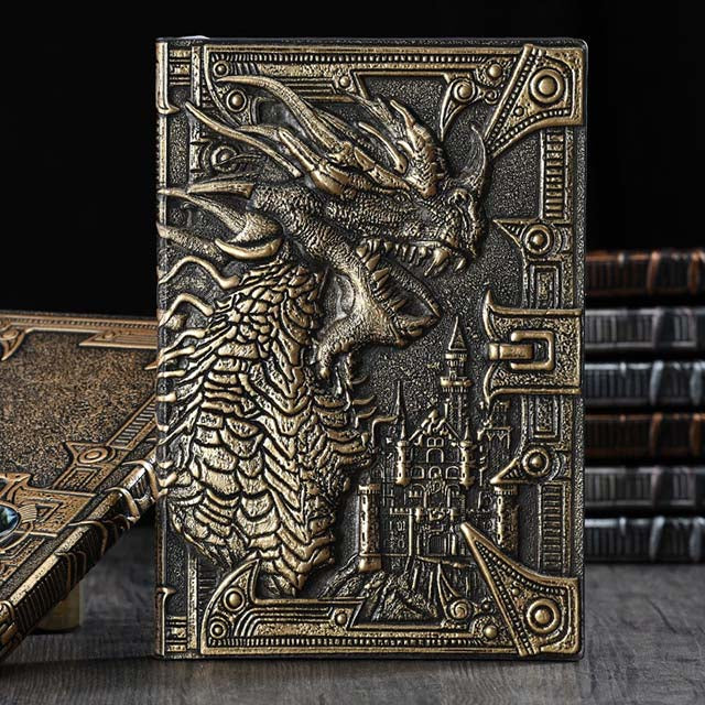Dungeons and Dragons Journal – 400 Page Leather Notebook with 3D Dragon Design