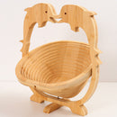 Collapsible Bamboo Fruit Bowl – Eco-Friendly Foldable Wooden Basket and Trivet