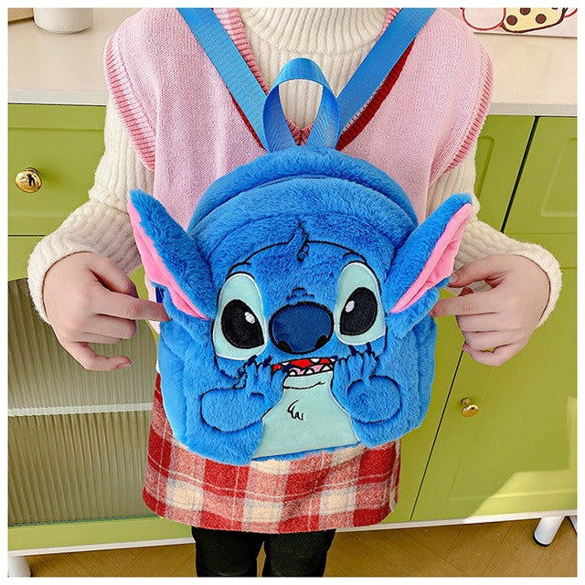 Stitch 3D Plush Toddler Backpack – Cute Mini Furry Cartoon Bag for Kids