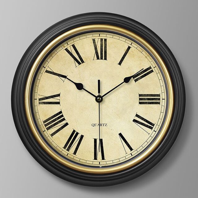 European Classic Vintage Wall Clock – Silent Hanging Design for Kitchen Hallway & Living Room Decor