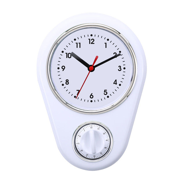 Vintage Silent Kitchen Clock with Built-In Timer – Precise Quartz Movement Multifunction Design