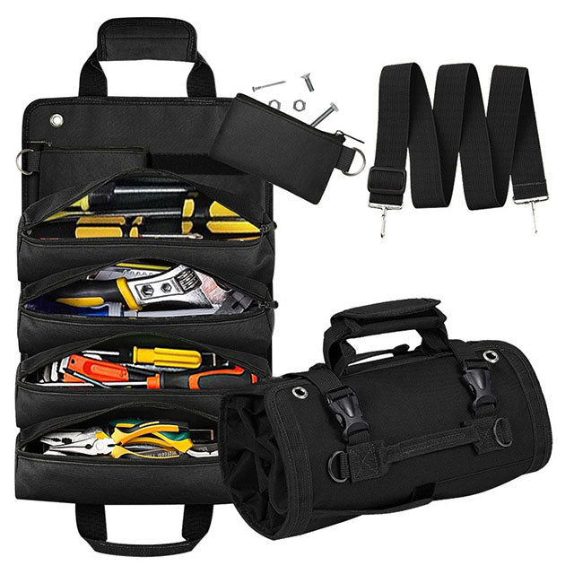 Heavy Duty Roll Up Tool Bag – Portable Multi-Compartment Tool Organiser