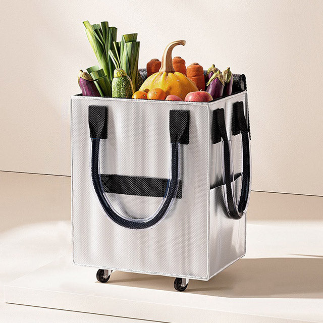 Foldable Roller Trolley Shopping Bag – Long-Handle Travel & Outdoor Storage Bag