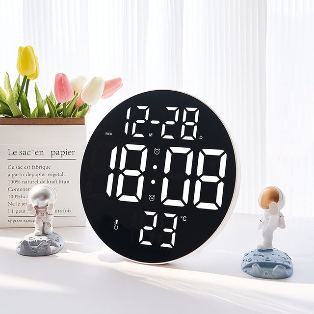 Dual-Purpose 9" LED Clock – Hanging/Standing with Remote Alarm & Multifunction for Living Room or Bedroom