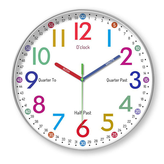 Children’s Silent Wall Clock – 24-Hour Easy Time Learning 10 Inch Ideal for Bedroom or Classroom