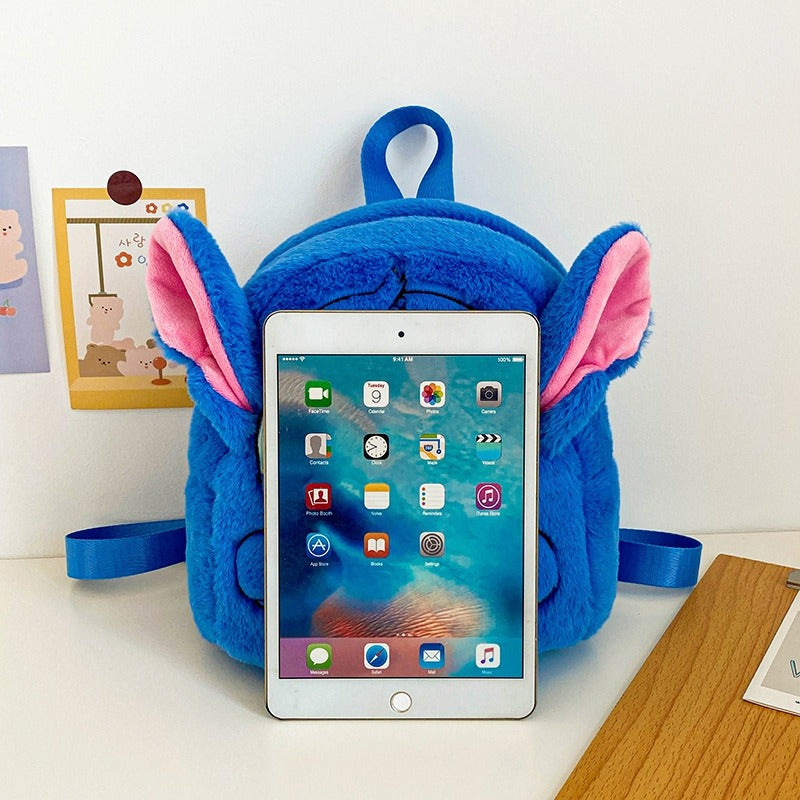 Stitch 3D Plush Toddler Backpack – Cute Mini Furry Cartoon Bag for Kids