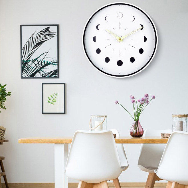 Glow-in-the-Dark Moon Phase Silent Wall Clock – Easy Install Living Room Wall Decor