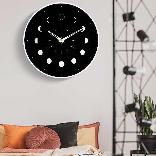 Glow-in-the-Dark Moon Phase Silent Wall Clock – Easy Install Living Room Wall Decor