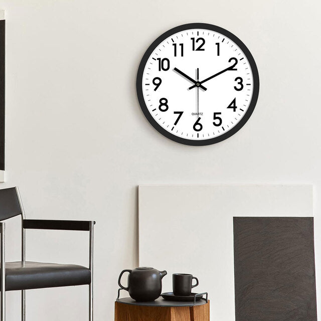 Silent Wall Clock 12 Inches – Large Numbers Easy-to-Read Ideal for Home Decor
