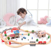 Wooden Train Set with Tracks & Station 88-Pieces – Compatible with Thomas Electric Train for Kids 3+