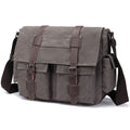 Vintage Canvas Messenger Bag – 16" Laptop Shoulder Bag for Work School & Travel