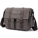 Vintage Canvas Messenger Bag – 16" Laptop Shoulder Bag for Work School & Travel