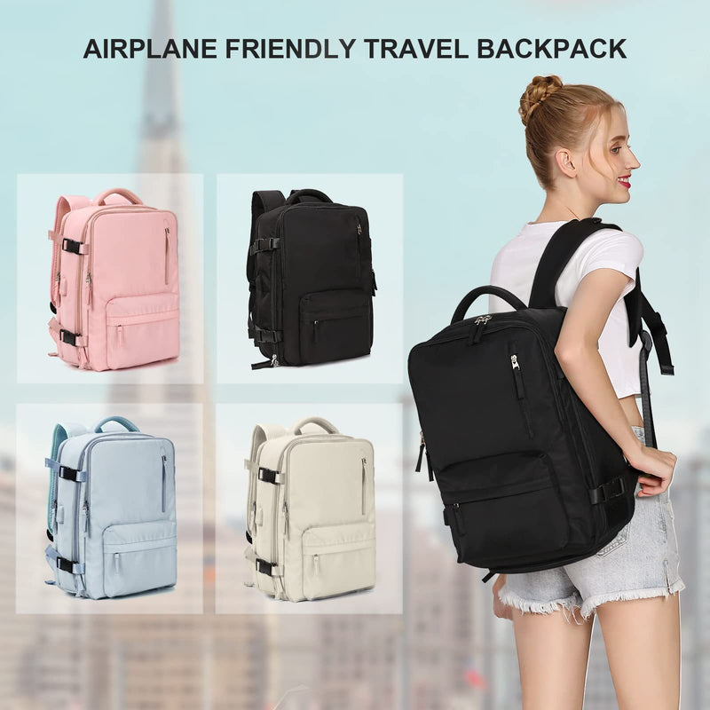Women’s Carry-On Travel Backpack – Flight Approved Waterproof Travel Bag with Shoe Compartment