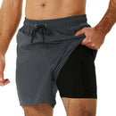 Swimming Shorts - 2-in-1 Breathable Quick Dry Shorts with Compression Lining