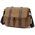 Vintage Canvas Messenger Bag – 16" Laptop Shoulder Bag for Work School & Travel