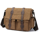 Vintage Canvas Messenger Bag – 16" Laptop Shoulder Bag for Work School & Travel